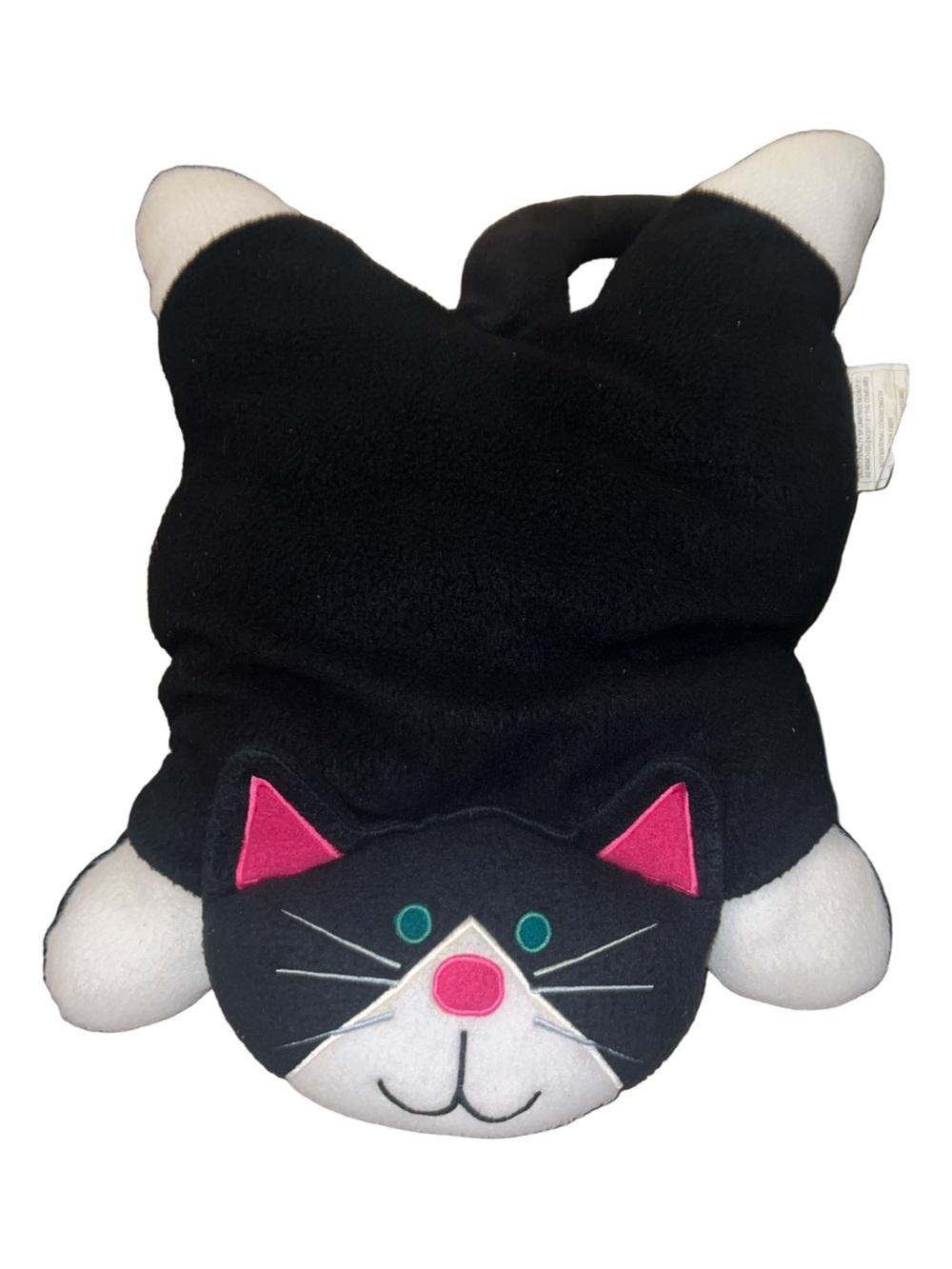 Rare Crown Crafts 27”Pillow Buddies Pal Cat Kitty Black White Vintage 90s